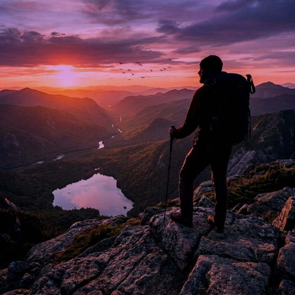 Fiery Sunset Hiker Silhouette Sample